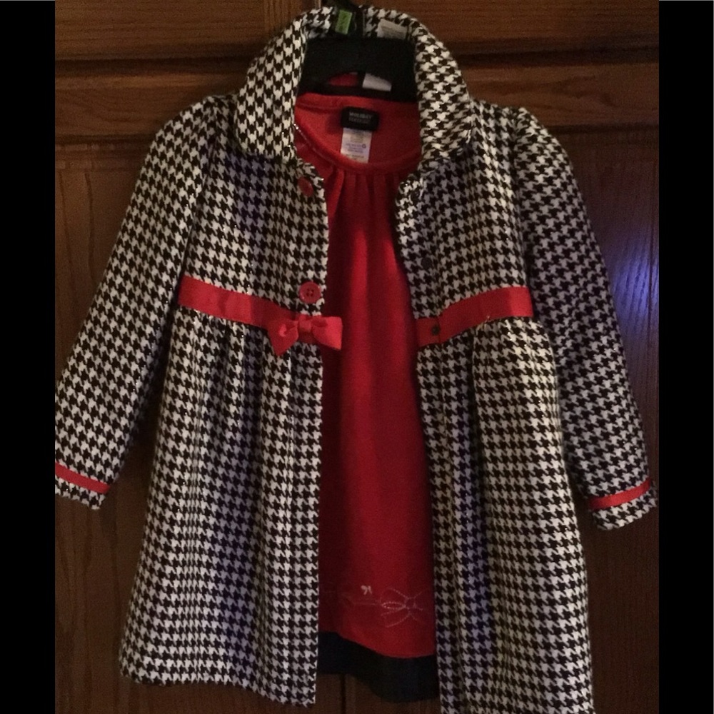 Dress and coat.